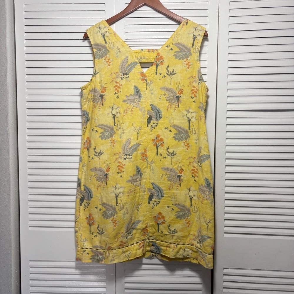 NEXT Shift Dress Linen Blend Yellow Floral Print Summer Smock Vintage Size 10 US - Picture 6 of 6